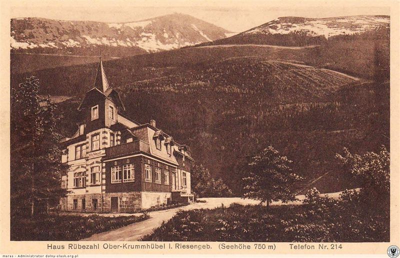 Haus Rübezahl na przedwojennej pocztówce